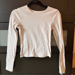 Abercrombie white ribbed long sleeve tee